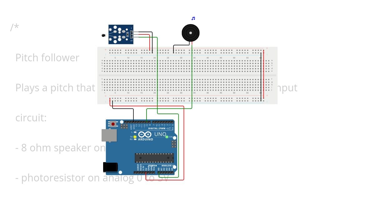 Pitch follower, Analog Temp Sensor w/ Uno simulation