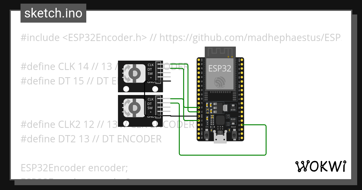 ESP32 pcnt encoder Wokwi ESP32 STM32 Arduino Simulator