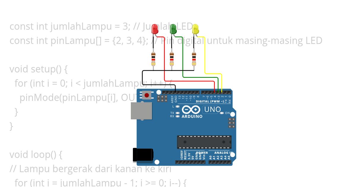 LED Kanan ke Kiri simulation
