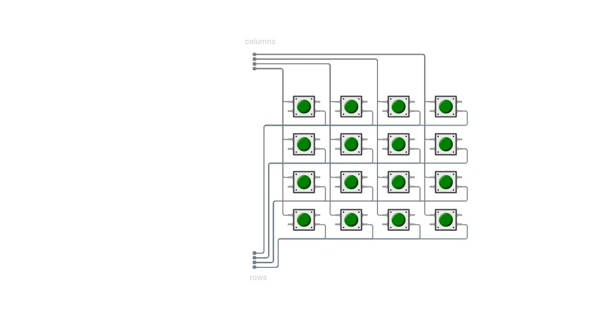 4 x 4 button matrix simulation