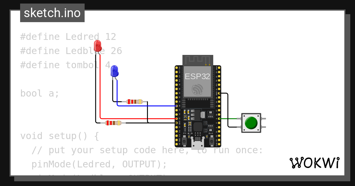 Tugas 6A - 1 tombol - Wokwi ESP32, STM32, Arduino Simulator