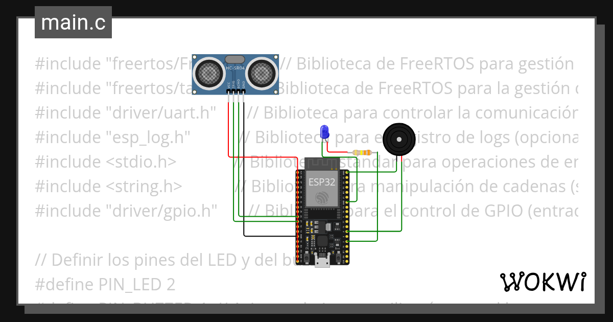ultrasonic sensor ESP32 IDF - Wokwi ESP32, STM32, Arduino Simulator