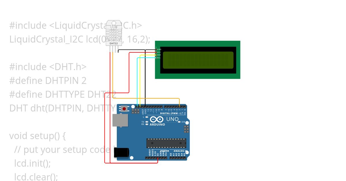 Menampilkan Data Suhu Dan Kelembapan di LCD I2C simulation