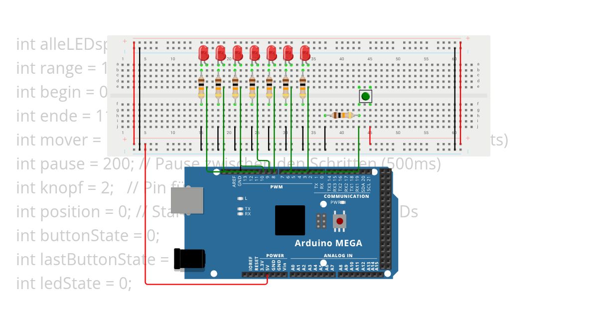 7er LED running lights only while button pressed  simulation