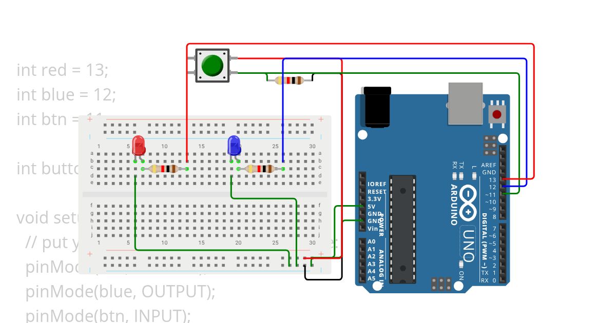 Pushbutton With LEDs simulation