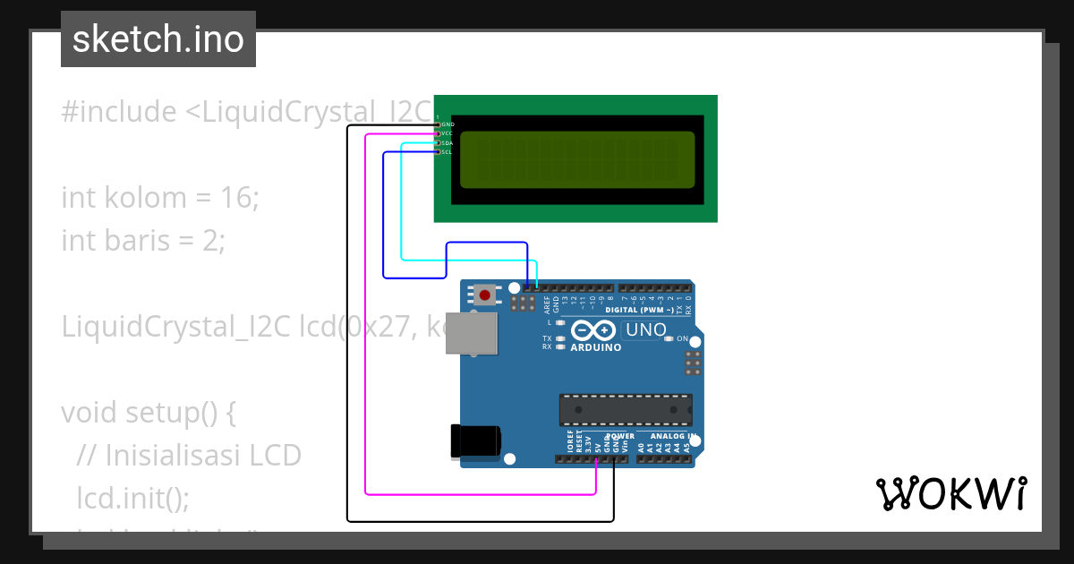 UNO LCD - Wokwi ESP32, STM32, Arduino Simulator