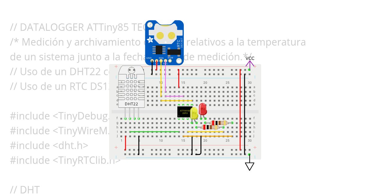 Datalogger Tiny85 TECSO simulation
