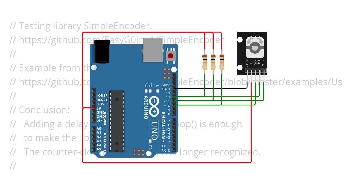 Testing library SimpleEncoder simulation