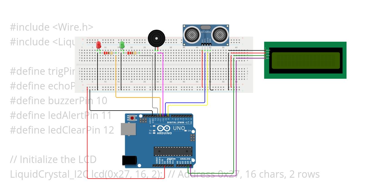 Arduino-Based Roadside Parking Detector System(With BreadBoard) simulation