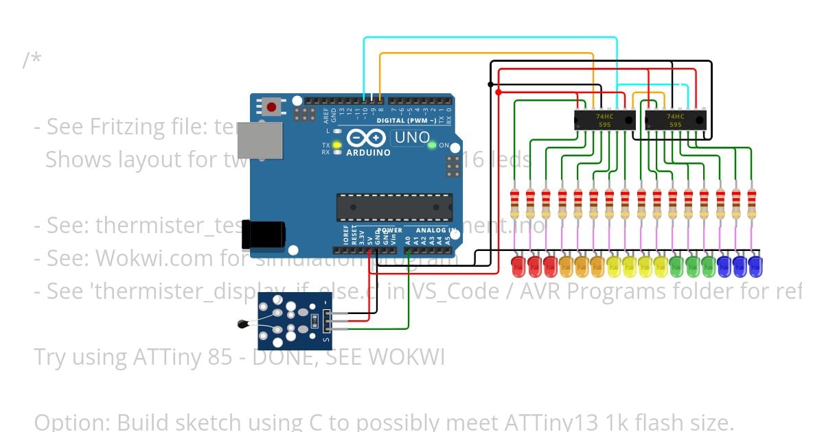 Thermistor Trending Temp with Shift Register simulation