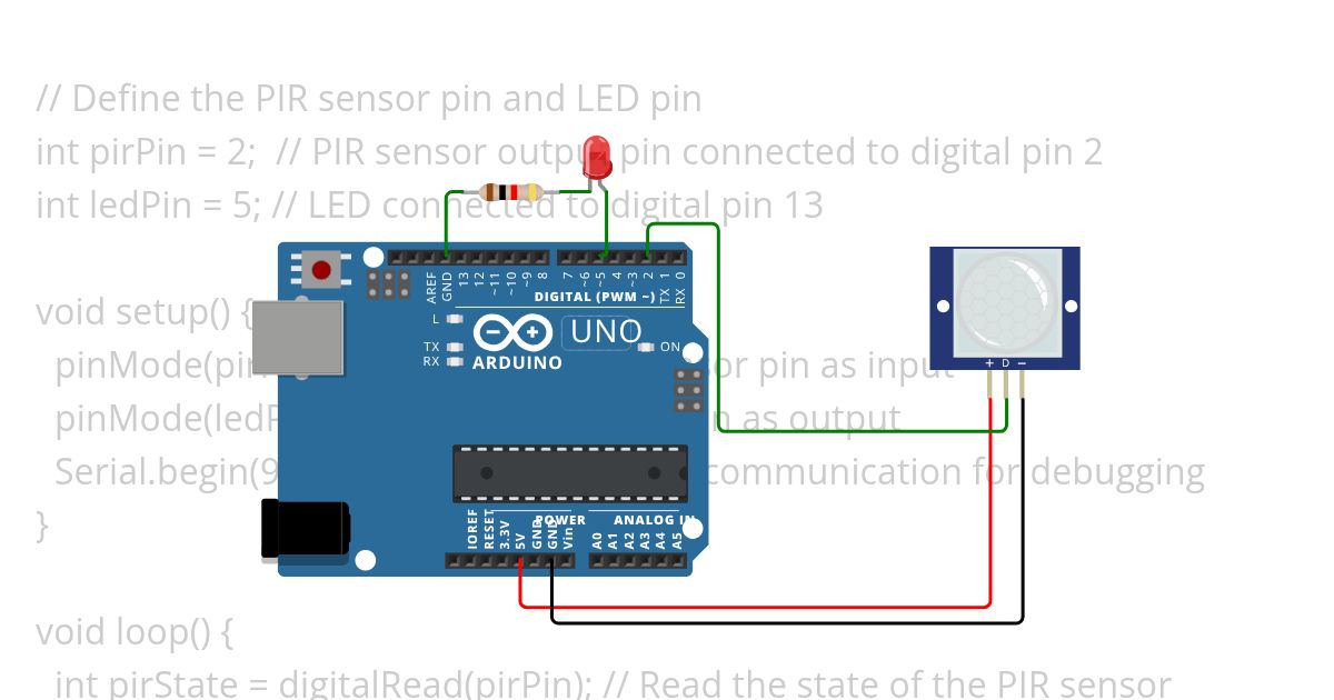 pir motion detector simulation