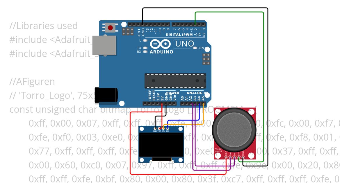 Editor Version: Display and Joystick Arduino Uno  Copy simulation