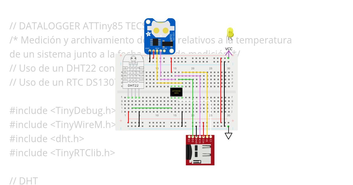 Datalogger Tiny85 TECSO SDCARD simulation