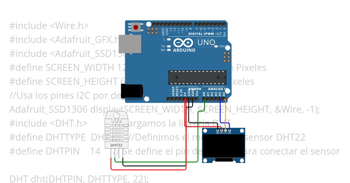 Ejercicio No 6 - DHT22 y OLED con Arduino simulation
