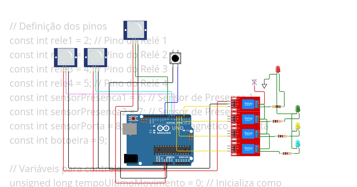 LIga Rele Com sensor simulation