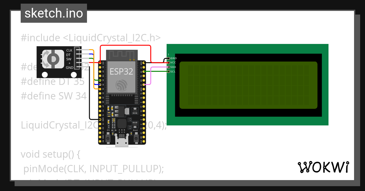 navegación entre menús - Wokwi ESP32, STM32, Arduino Simulator