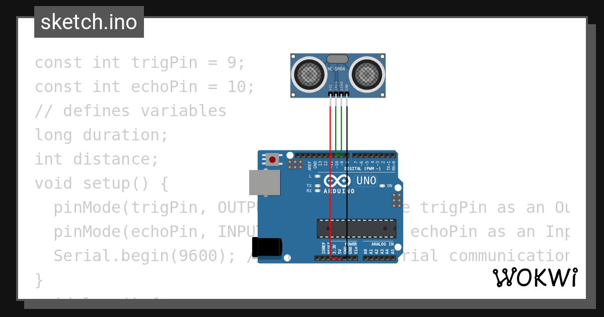 Distance Sensor - Wokwi ESP32, STM32, Arduino Simulator