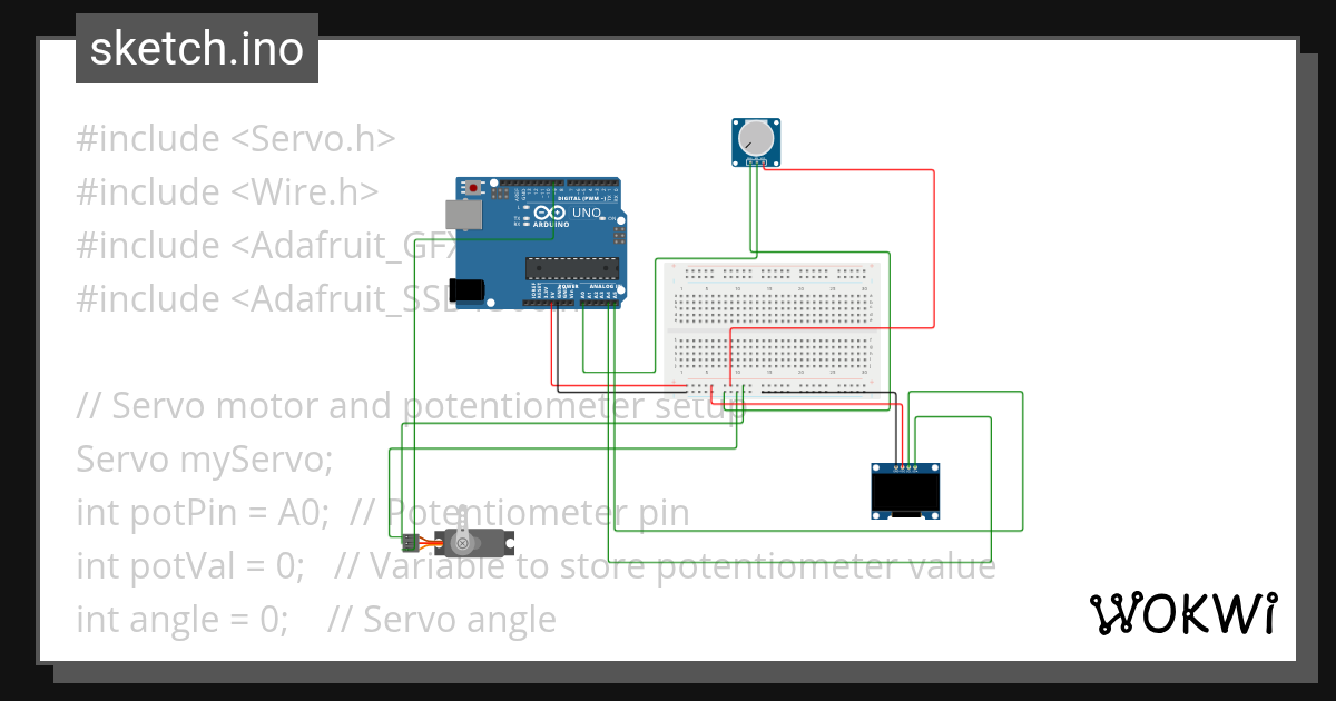 control servo motor using potentiometer Wokwi ESP32, STM32, Arduino