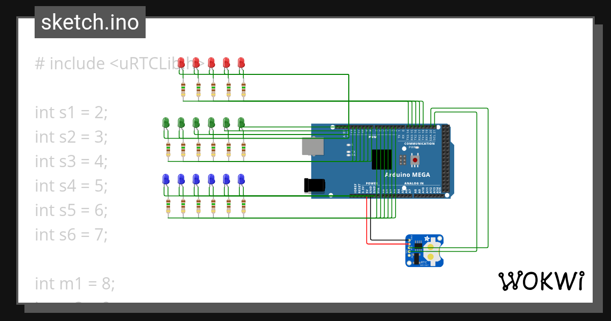 binary clock - Wokwi ESP32, STM32, Arduino Simulator