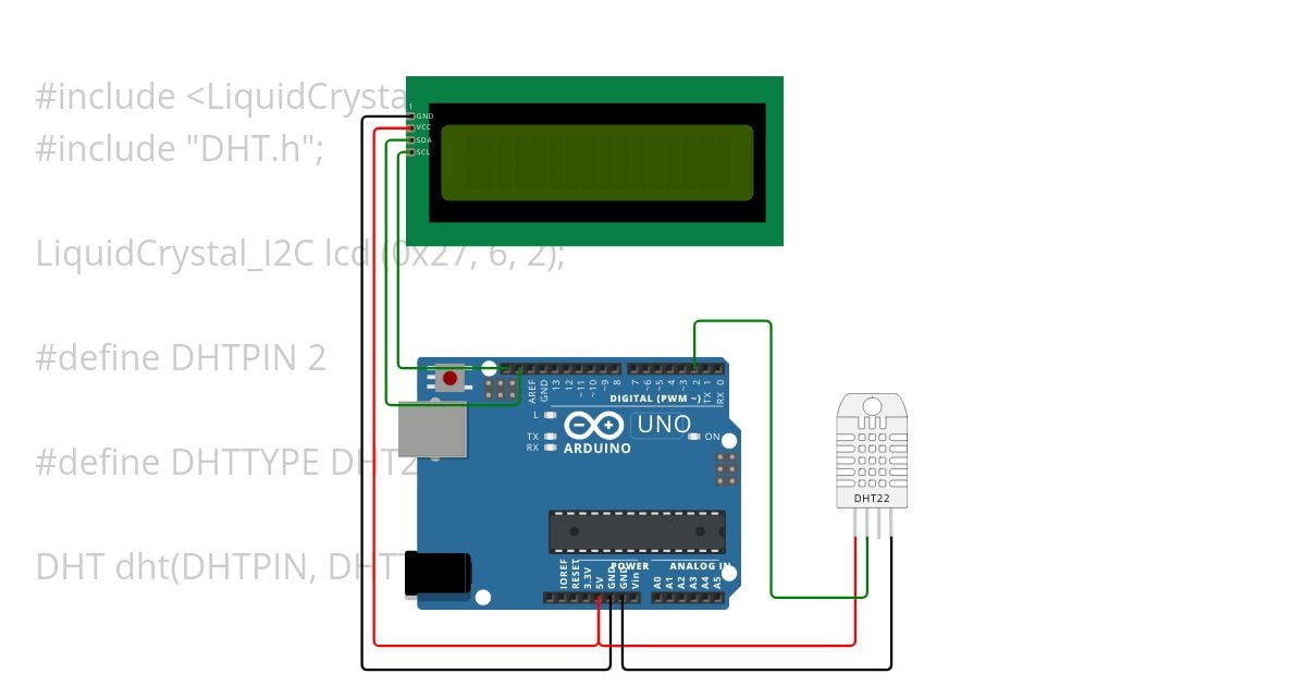 dht + lcd I2C simulation