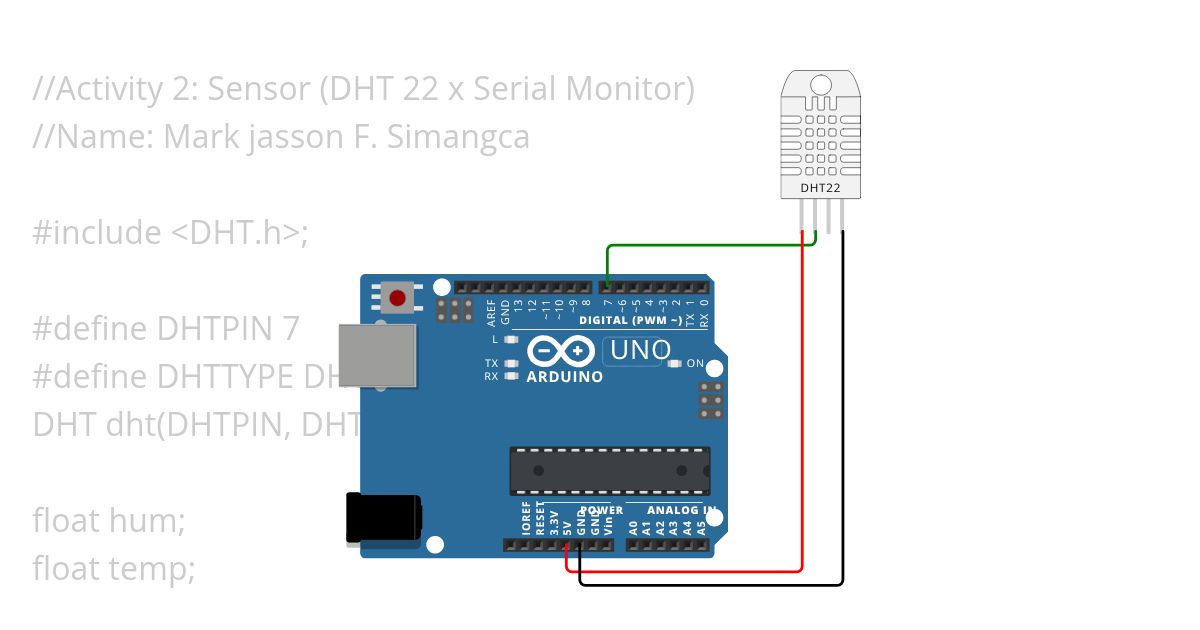 Activity 2: Sensor (DHT 22 x Serial Monitor) simulation