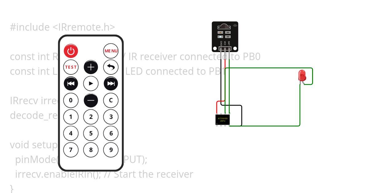 IR ATtiny85 simulation