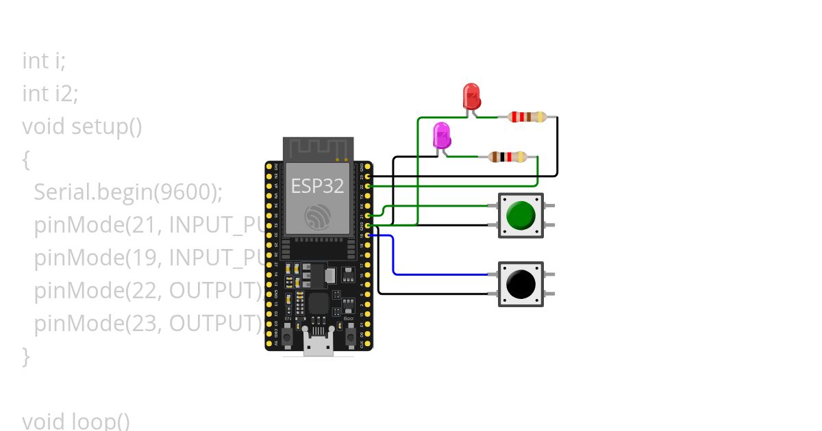 Button ( 2 Led Lights) simulation