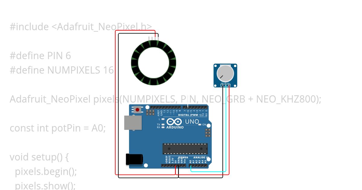 potenciometro com coroa de led simulation