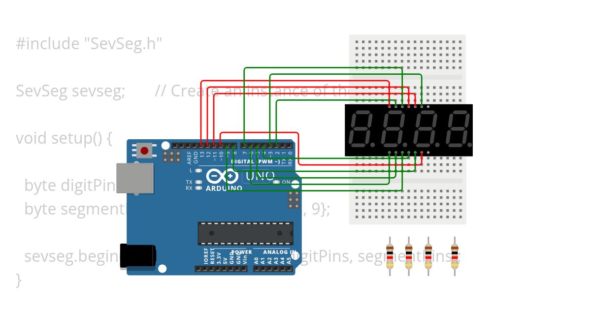 PR3 4 digit 7 seg display simulation