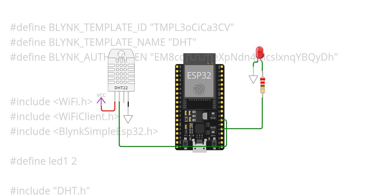 DHT22  LED BLYNK simulation
