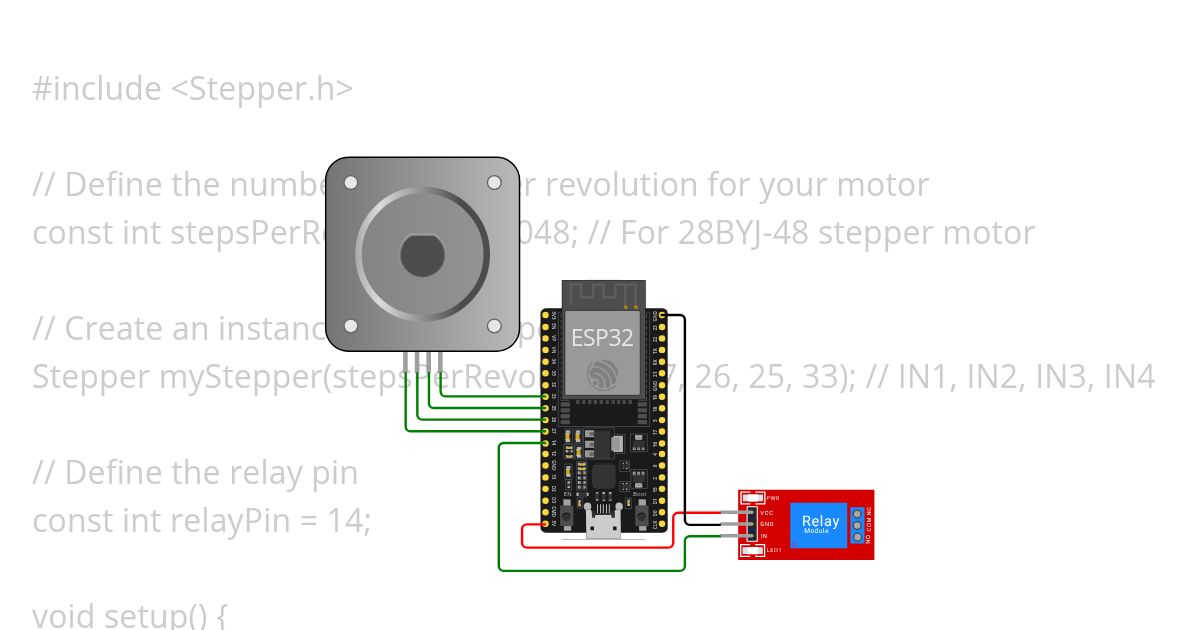 Relay and stepper motor simulation