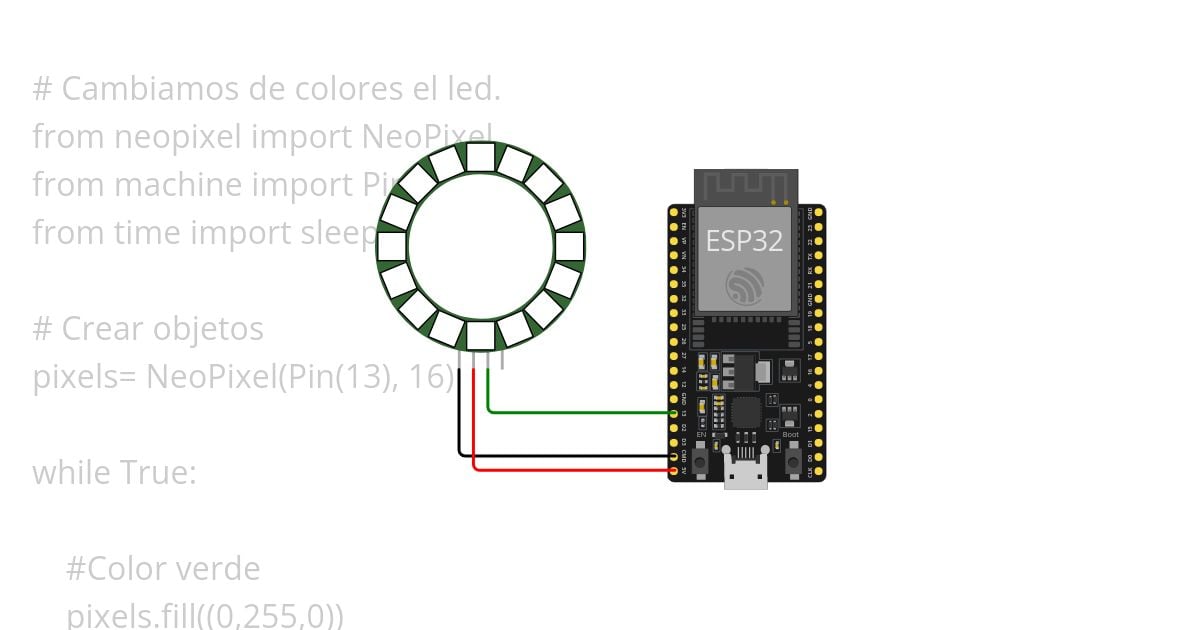 NeoPixel Anillo 24x 5050 RGBW LED 4500K  simulation