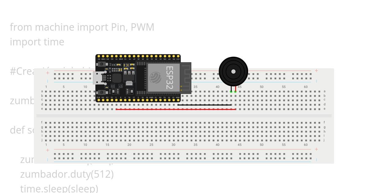 PWM con Buzzer programado con Python, ESP32 simulation