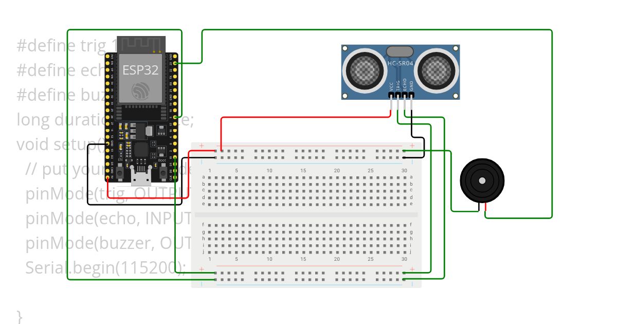 ultrasonic with buzzer simulation