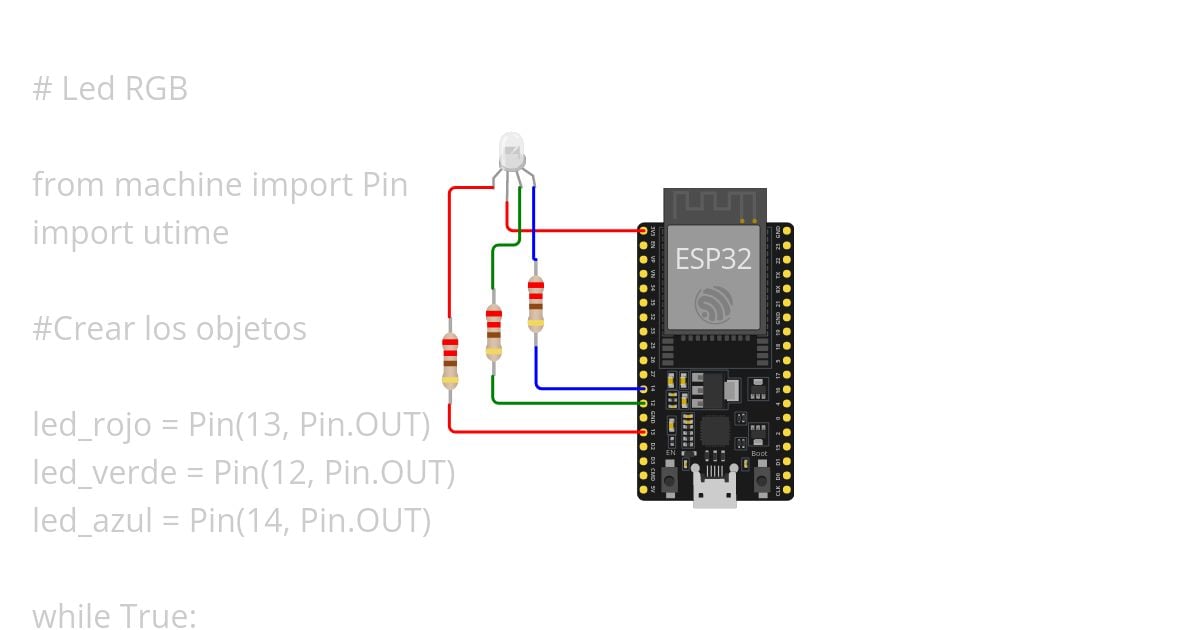 Programando en microPython un RGB con señal digital simulation