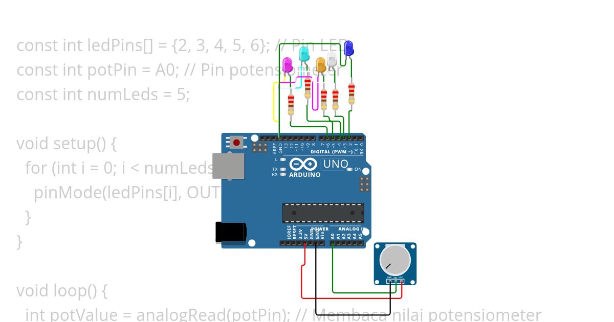 RUNNING LED PIN ANALOG simulation