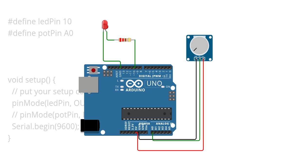 Led blink with Potentiometer simulation