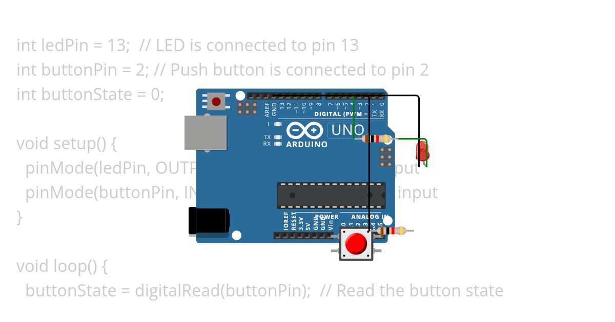  Push Button Controlled LED simulation