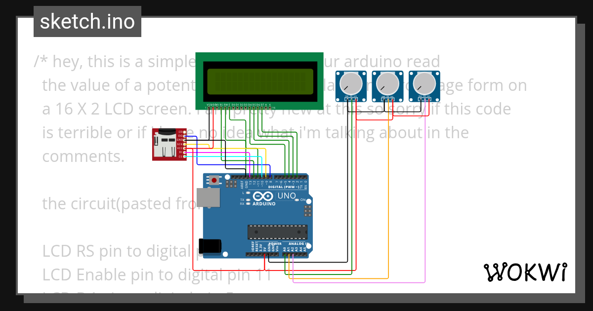 Input to LCD - Wokwi ESP32, STM32, Arduino Simulator