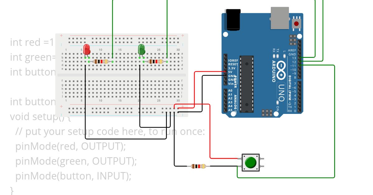 Pushbutton With LEDs simulation