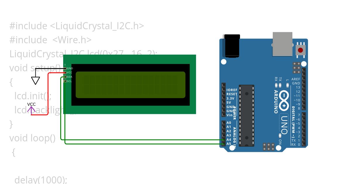 ardunio i2c with lcd simulation