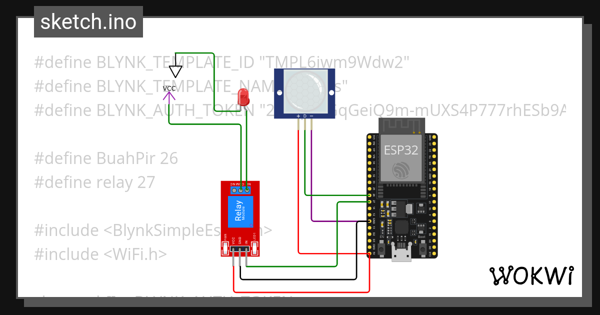 PIR SENSOR test - Wokwi ESP32, STM32, Arduino Simulator