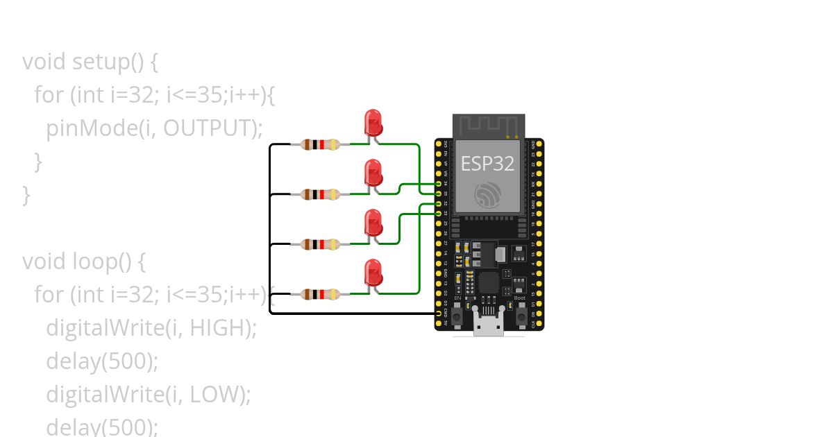 ESP32 - 4 LED simulation