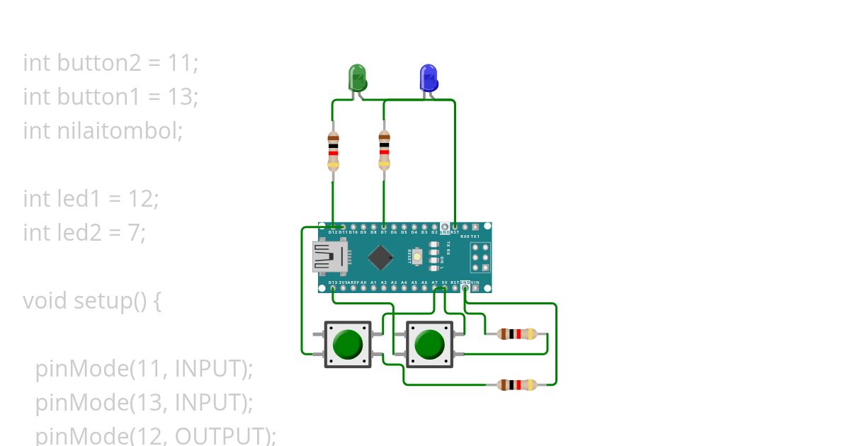 2 PB 2 LED BERKEDIP,FLIP FLOP simulation