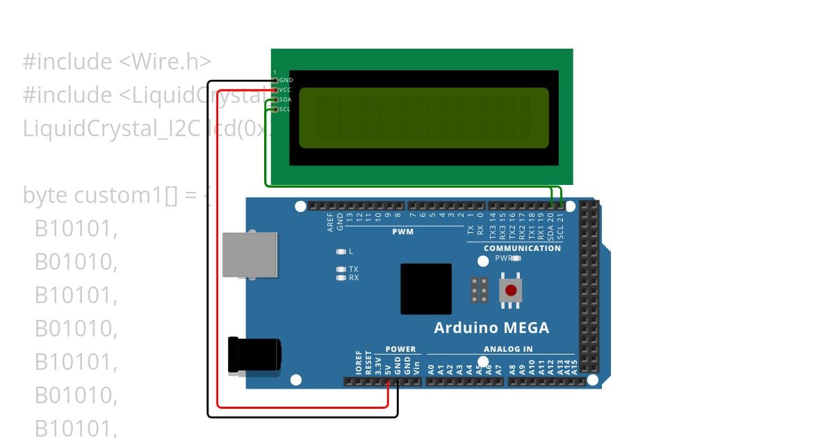 lcd custom charaters Copy simulation