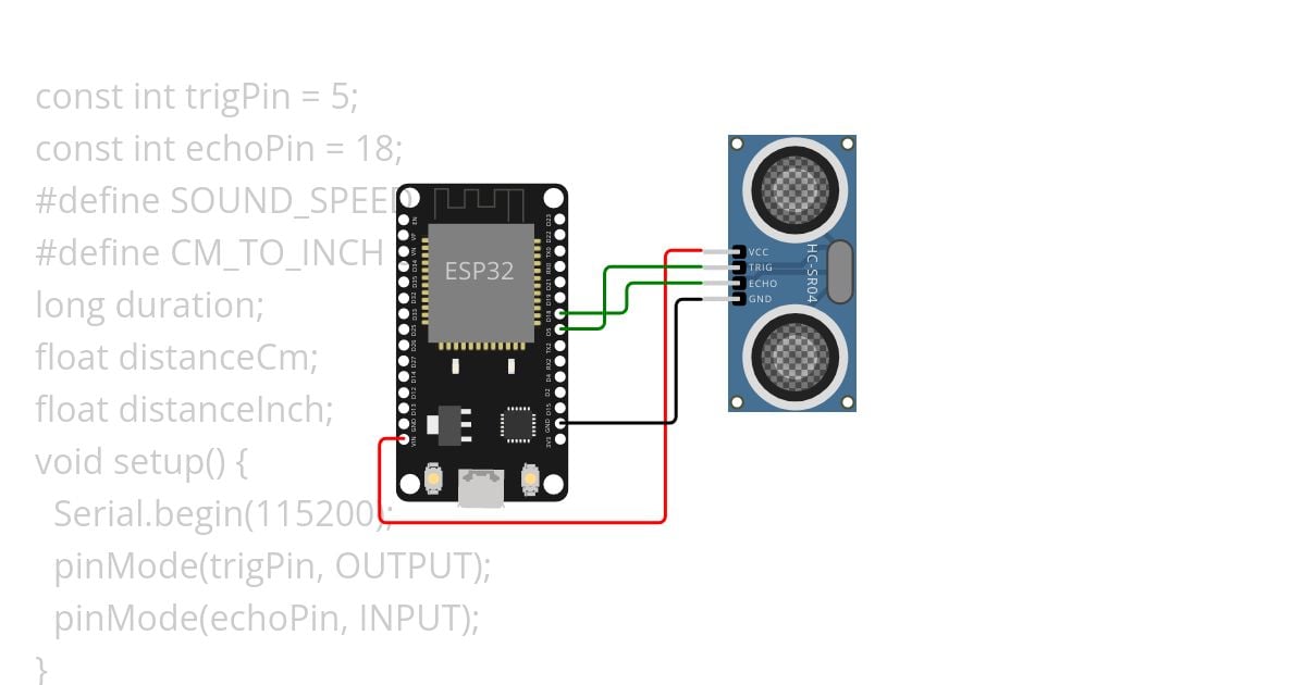 esp32 - Ultrasonic Sensor  Copy simulation