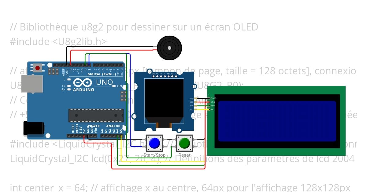 Cipad 50:  Chrono afficheur Grove OLED SH1107 simulation