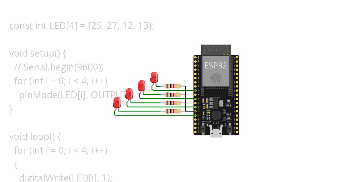 Makxenia_ESP32_4_LED_Running_Loop simulation