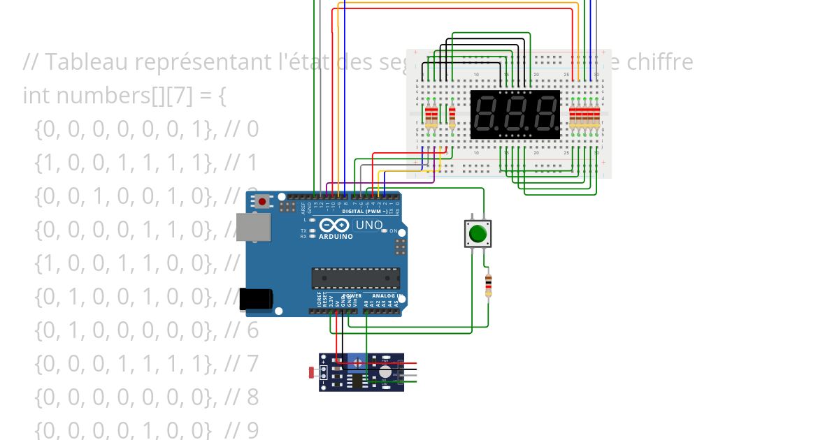 3-Digit 7 Segment using Arduino with 220ohm and photon simulation