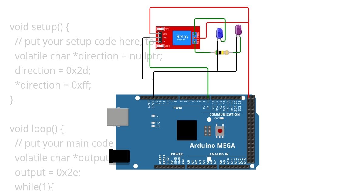 Two LED control with Relay simulation